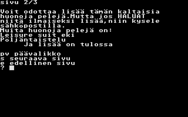Pöljän Taistelu II atari screenshot